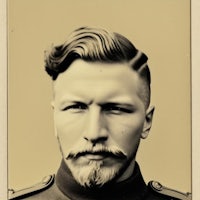 a photo of a man in uniform with a mustache